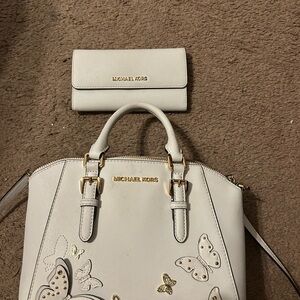 Michael Kors Cream Butterfly Satchel and Wallet